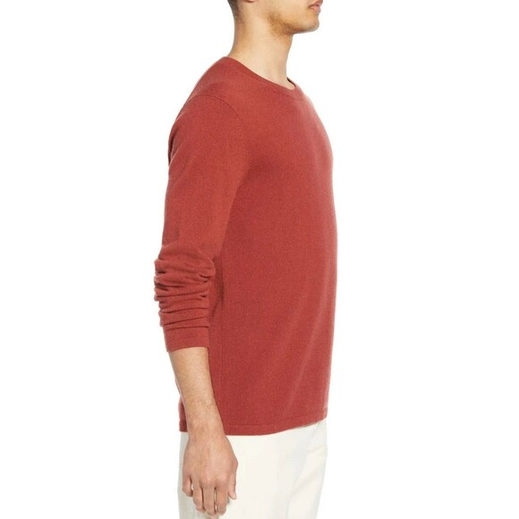 Vince 100% Cashmere Sweater Mens Large Crewneck Sequoia Burnt Orange Fall Luxury - Picture 9 of 11